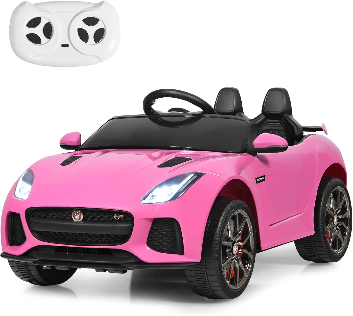 Jaguar Auto Elettrico 12 V per Bambini, Macchina Elettrica con Telecomando, con Luci Musica Storia, Avvio Lento, Velocit¨¤ 3-5 km/h (Rosa)