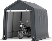 Tenda Garage per Moto e Bicicletta Impermeabile, Cappanone da Esterno con Porta a Cerniera Arrotolabile, Tendone Deposito da Giardino Multiuso per Attrezzi, 240 x 195 x 214 cm