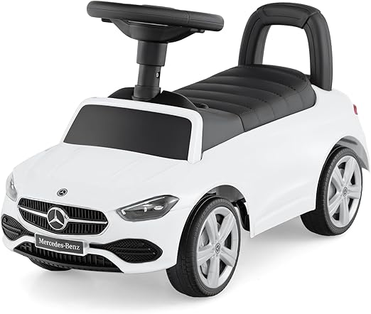 Mercedes Benz Macchinina Cavalcabile a Spinta per Bambini, Auto da Gioco con Volante Clacson e Suono, Spazio di Archiviazione, Auto a Spinta per bambini 1-3 Anni (Bianco)