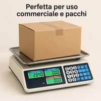 Bilancia Elettronica Professionale da Banco per Alimenti - Bilancia Digitale con 7 Tasti di Memoria e Piatto in Acciaio Inox e Schermo LCD con Prezzo