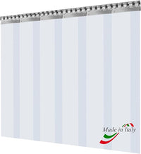 Porta Industriale a Strisce Flessibili in PVC Trasparente 2m x 3m | Ottimo Isolamento Termico | Profilo e Piastre in Acciaio Inox