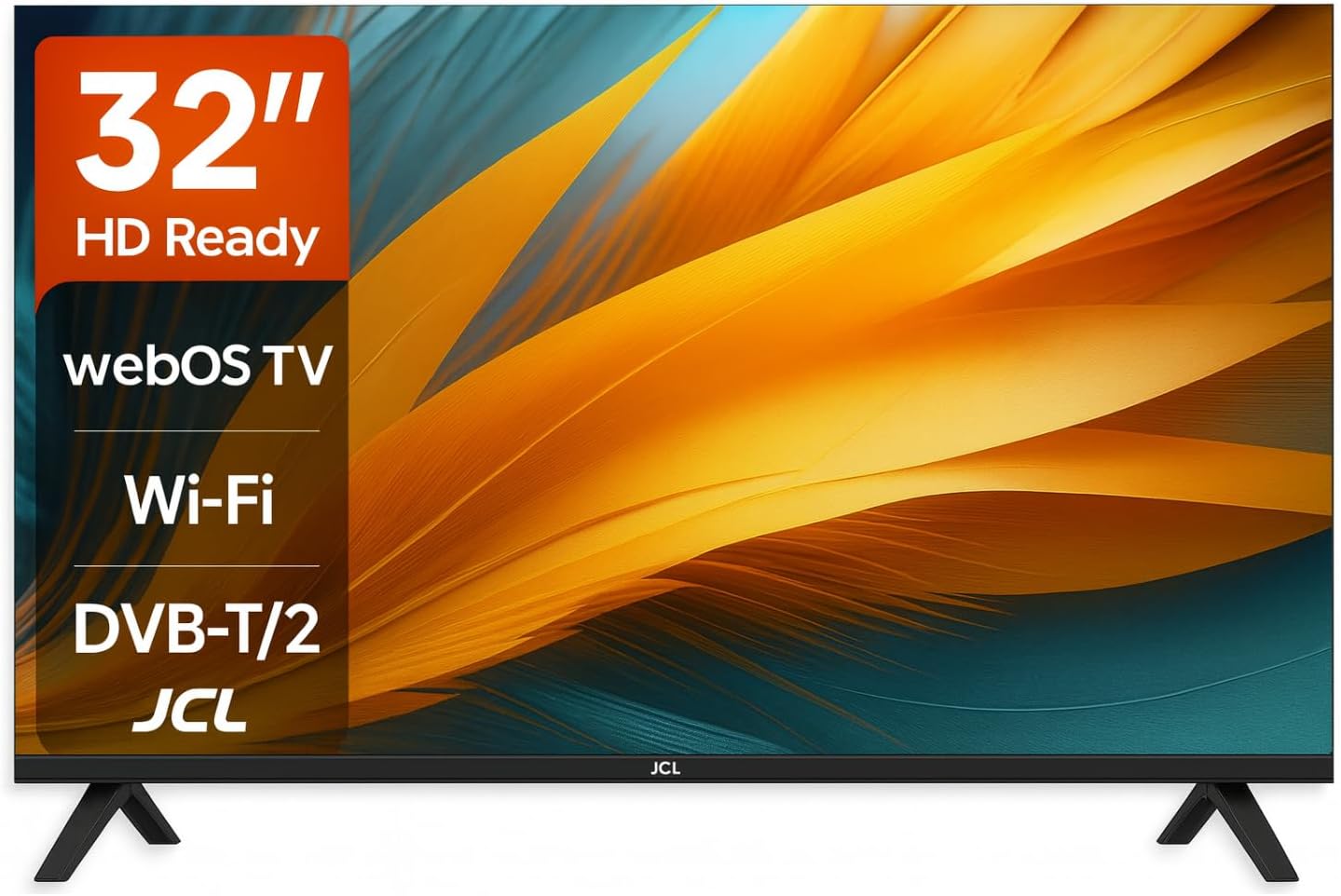 JCL Smart TV 32 Pollici HD Ready (720p), Sistema webOS TV 8.1, WiFi/Ethernet, Netflix & YouTube, Triplo HDMI, DVB-T/T2/C/S/S2, Attacco VESA