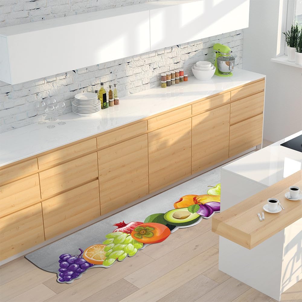 Le Forme Frutta Tappeto Cucina 50x120 cm Sagoma Pvc Moderno Antiscivolo Stampa Digitale 3D