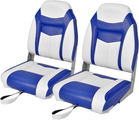 Sedia da Barca, Sedile da Barca Pieghevole con Morbido Cuscino Imbottito, Rivestimento in PVC Impermeabile, 4 Viti Incluse