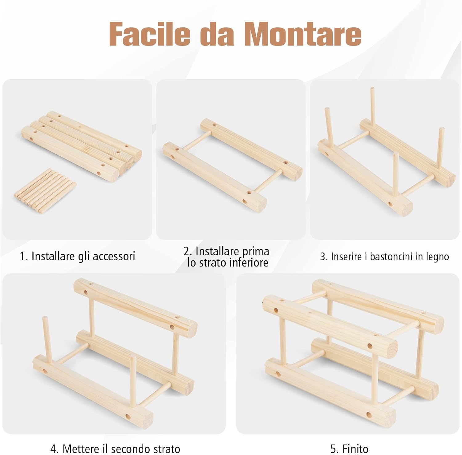 Portabottiglie per Vino in Legno, Scaffale per Vino 36 Bottiglie con Struttura Stabile in Legno Massello, Scaffale Espositivo per Vino a 5 Livelli, 44,5x24x86 cm