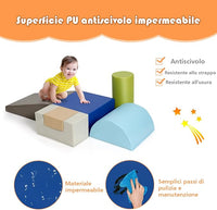 Set di 6 Blocchi per Bambini con Diverse Forme e Colori, Centro attività Palestrina Giocattolo per Arrampicata e Strisciamento (Grigio Chiaro)