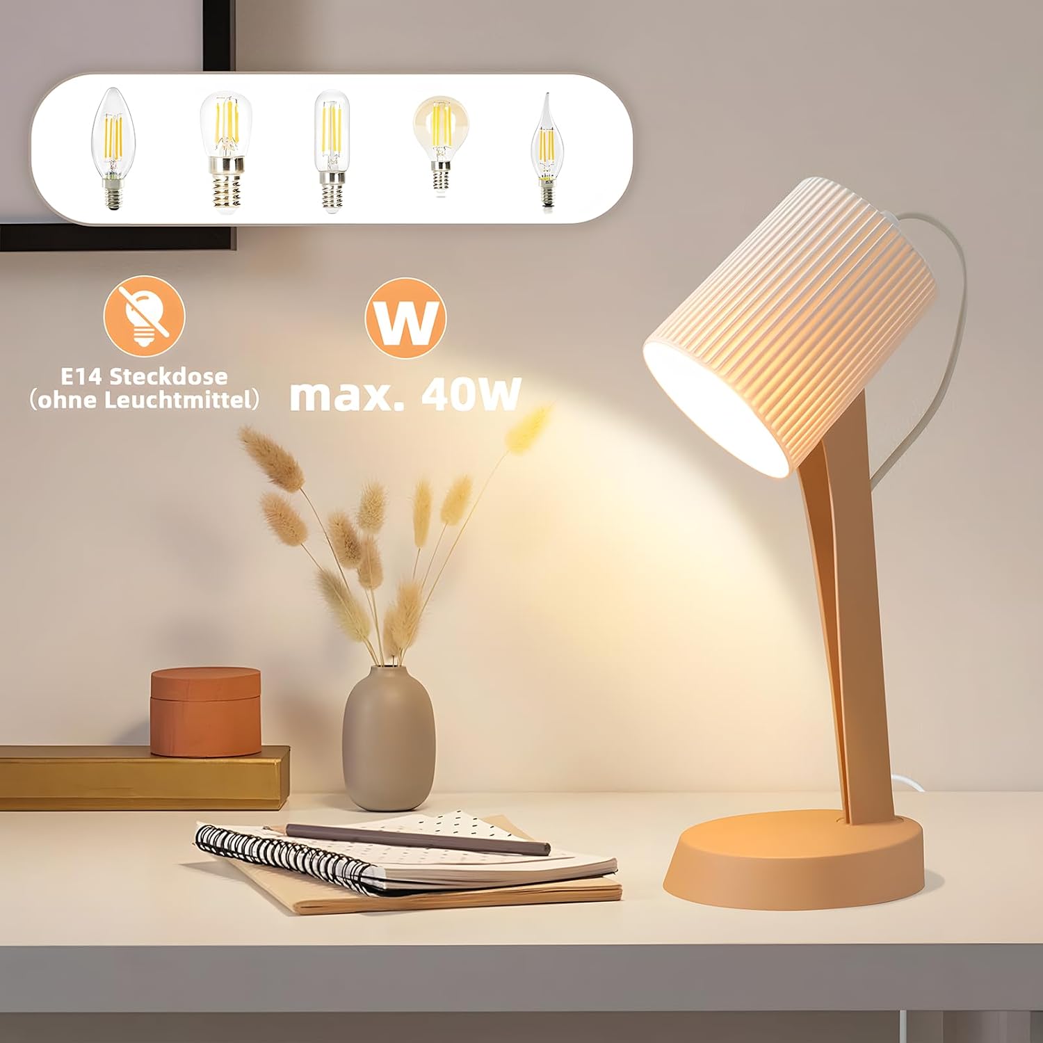 ZMH Lampada da tavolo country moderna con cavo interruttore a levetta per soggiorno