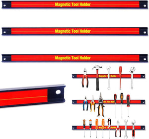 Set di 3 Portautensili Magnetico, Barra Portautensili in Metallo per Officina, Forte Forza Magnetica, 3 x 46cm