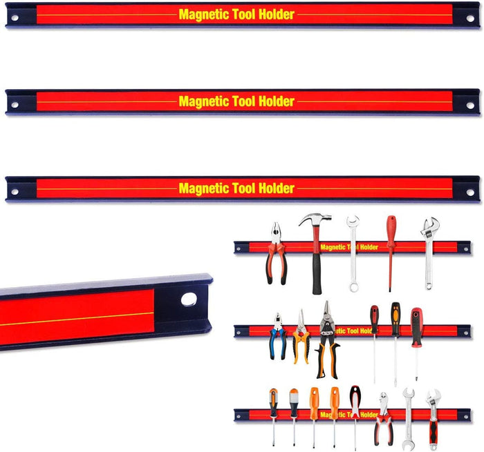 Set di 3 Portautensili Magnetico, Barra Portautensili in Metallo per Officina, Forte Forza Magnetica, 3 x 46cm