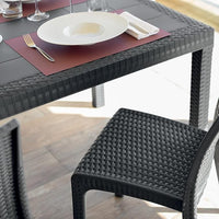 Tavolo da giardino in plastica rettangolare, Rattan - Tavolo da pranzo per esterno, terrazzo - 6 posti - Nero