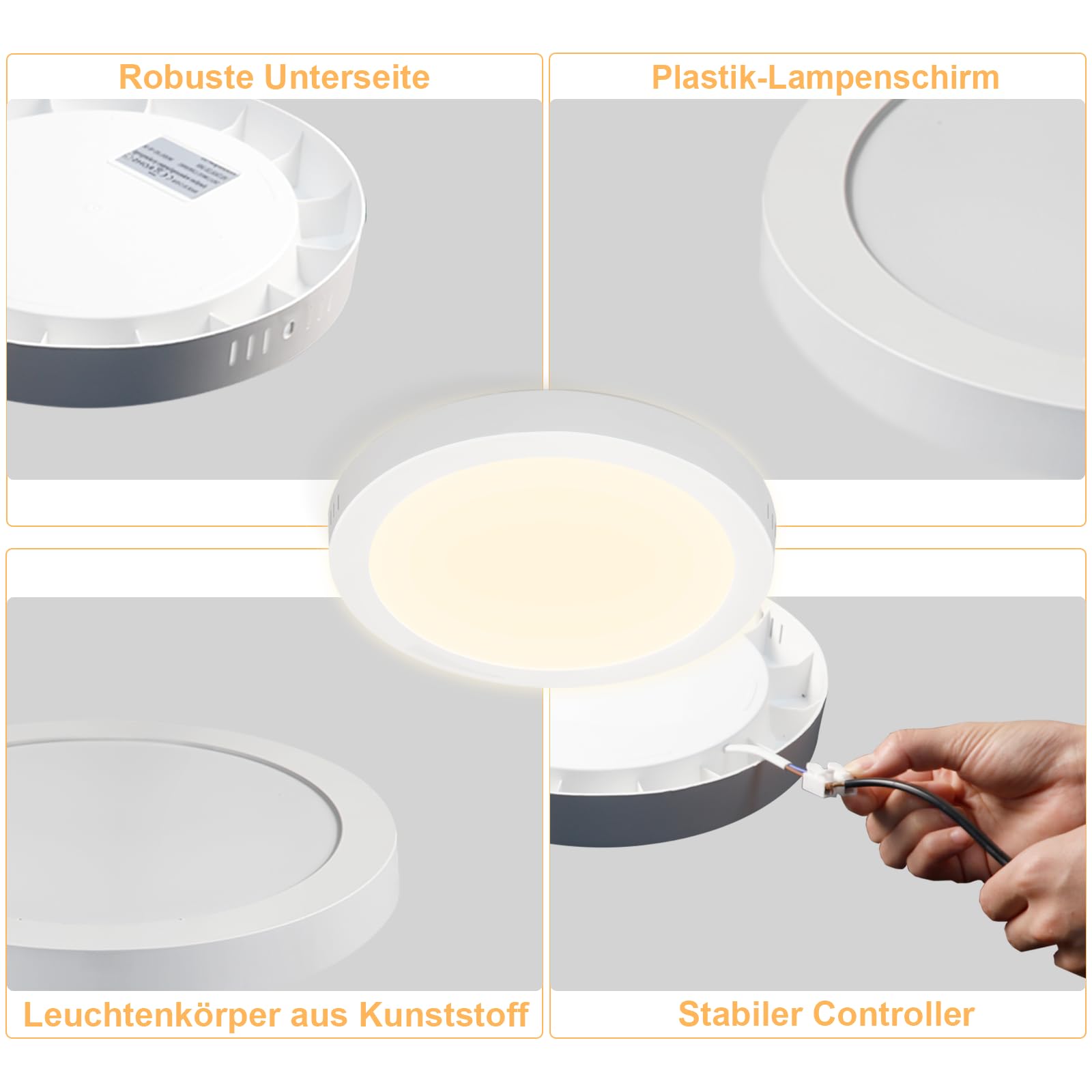 ZMH Lampada da soffitto LED set 2 pezzi tonda 18W 3000K 23cm bianca caldo moderna per corridoio interno