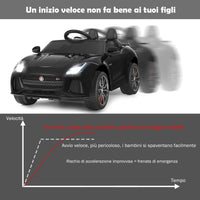 Jaguar Auto Elettrico 12 V per Bambini, Macchina Elettrica con Telecomando, con Luci Musica Storia, Avvio Lento, Velocit¨¤ 3-5 km/h (Nero)
