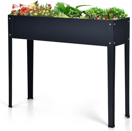 Fioriera Rialzata da Giardino, Piantatore Aiuola a Cassetta, da Esterno ed Interno, Acciaio Galvanizzato (100x30x80cm-Grigio)