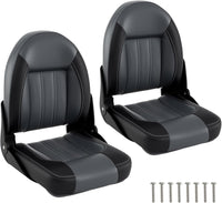 Set di 2 Sedie da Barca, Sedili Alti da Barca Pieghevole Morbide Imbottite Spesse, Sedile Nautica Ergonomico per Imbarcazioni da Pesca, 46 x 52 x 58 cm, Nero e Grigio