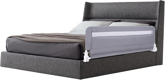 Sponda da Letto per Bambini 100/120 cm, Barriera Pieghevole per Letto, con Cintura di Sicurezza, Sponda di Sicurezza per Bambini, per Letti Singoli, Doppi, 100/120 x 41 x 42 cm (120 cm,Grigio)