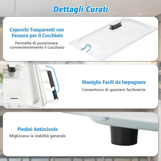 9 L Scaldavivande Elettrico Portatile, 2 in 1 Vassoio Riscaldante Elettrico con Controllo della Temperatura, Scalda Vivande in Acciaio da 450W con 3 Vassoi, per Buffet Feste