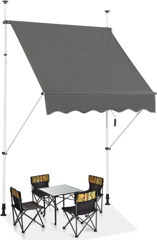 Tenda da Sole per Esterno, Tenda da Sole a Bracci Estensibili con Struttura Telescopica e Tessuto Resistene ai Raggi Solari, Regolabile in Altezza e in Angolazione (150 x 120 cm Grigio)