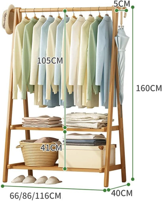 Appendiabiti in bambù, Appendiabiti con Ripiani, Appendiabiti per Vestiti, Appendiabiti Pieghevole Leggero, Organizer per Armadio per Vestiti per Ingresso e Camera da Letto