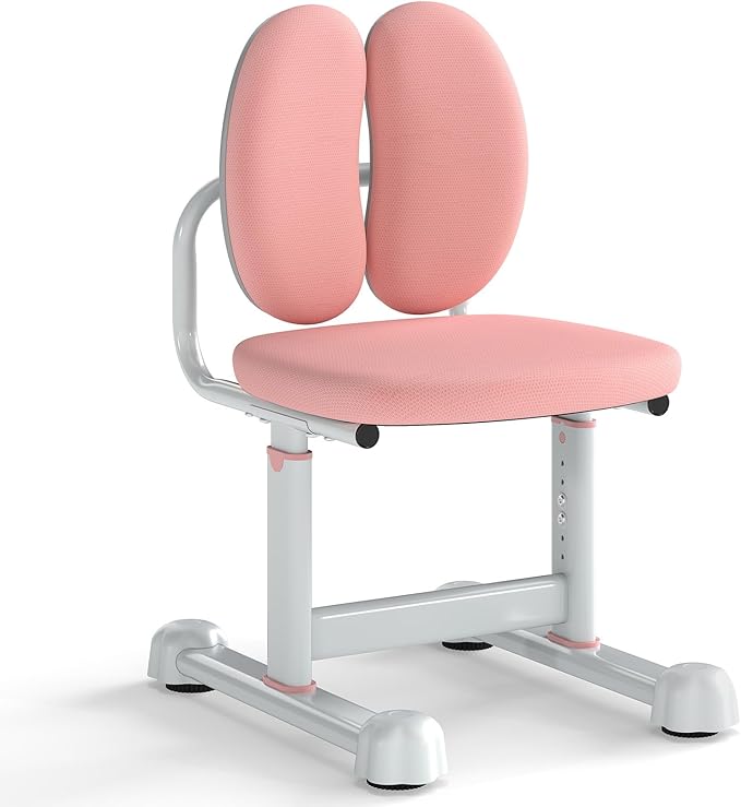 Sedia da Scrivania per Bambini 3+ Anni, Sedia Imbottita per Studiare con Doppio Supporto Lombare e Altezza Regolabile, Chair da Compiti per Casa e Scuola, Portata 100 kg (Rosa)