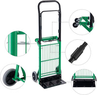 Carrello Per Trasporto Pieghevole, 2 in 1, Portapacchi Carrello per Trasporto di Sacchi in Acciaio, Altezza Regolabile, Capacità di Carico Fino a 90 kg