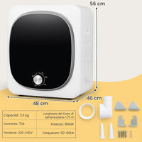 800W Asciugatrice Portatile, Asciugatrice Compatta con 5 Modalità di Asciugatura, Tamburo in Acciaio Inox, Capacità 5 kg, Ideale per Casa Appartamento, 48x40x56 cm [Classe di efficienza energetica C]