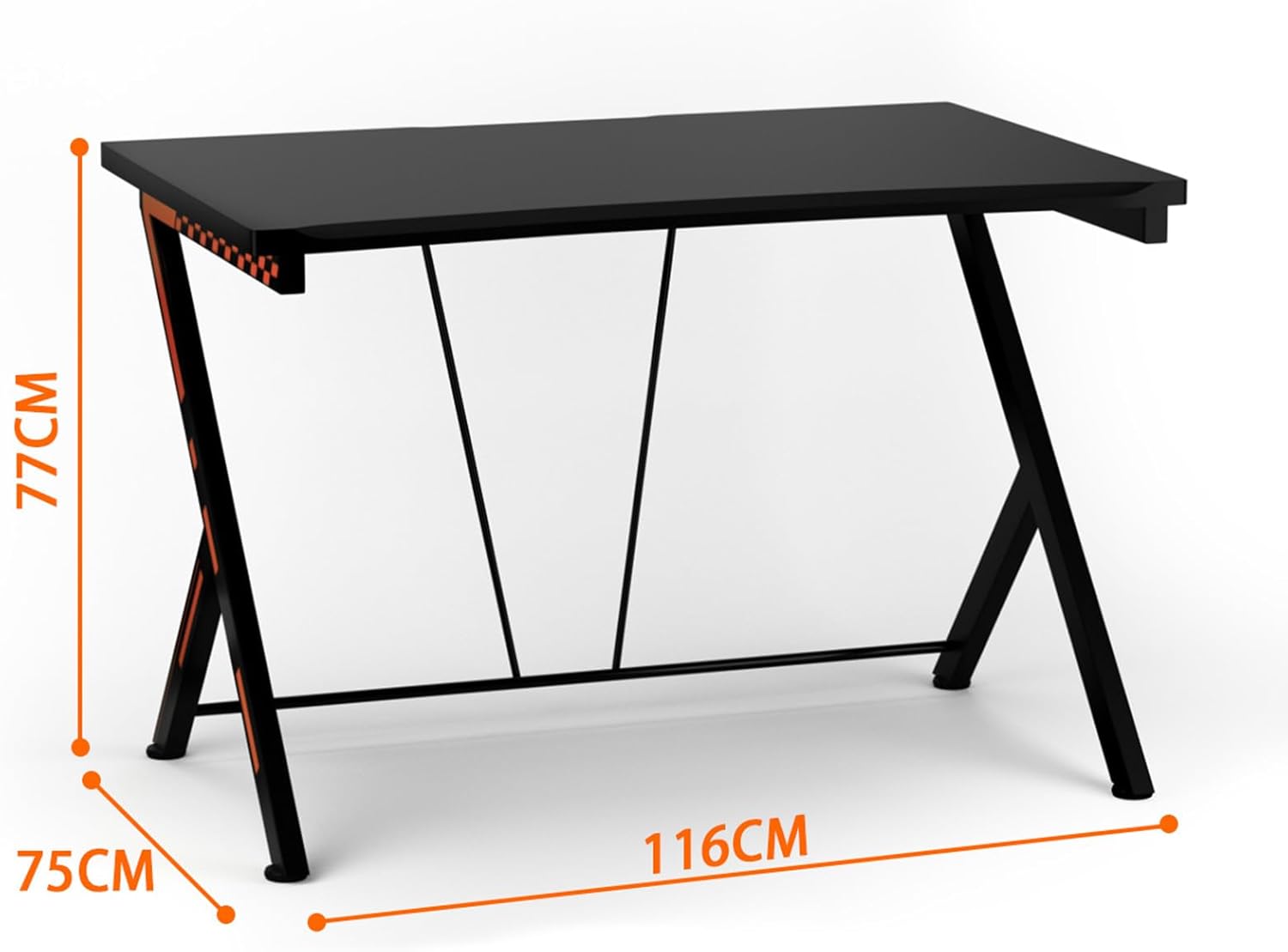 Scrivania Gaming Ergonomica da 116 CM, Scrivania Multiuso per Computer con Struttura Robusta in Metallo, Postazione PC per Gaming Studio Lavoro, 116 x 75 x 77 cm (L x P x A) Nero
