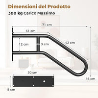 Corrimano per Scala, Ringhiera a Forma di U per 1-3 Gradini per Portico, Corrimano da Parete in Metallo Pesante per Anziani, Bambini e Feriti, 71 x 46 x 8 cm