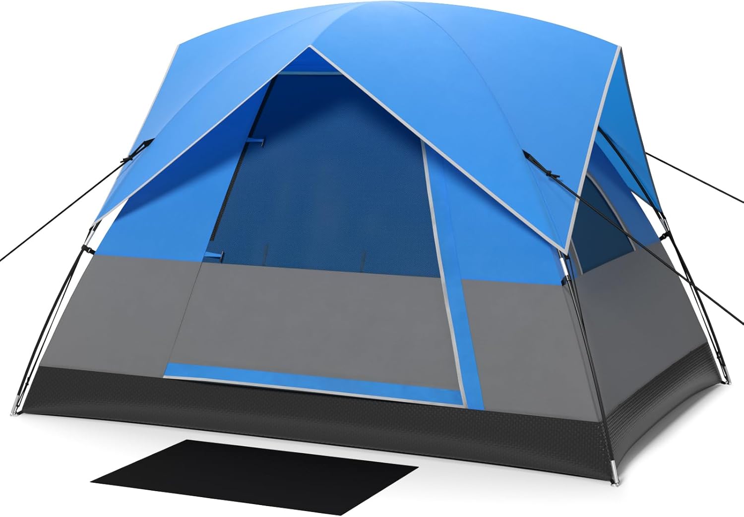 Tenda Campeggio per 2-3 Persone, Tenda a Cupola Ultraleggera, Impermeabile e Antivento, 4 Finestre a Rete, Tenda Zaino in Spalla per Escursionismo Campeggio All'aperto, Blu