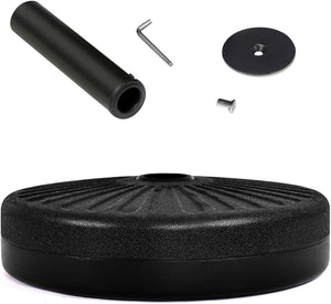 Base per Ombrellone, per Pali da 38-48mm, Base Ombrellone in Plastica e Ferro, 23L, 51x51x13cm, Nero