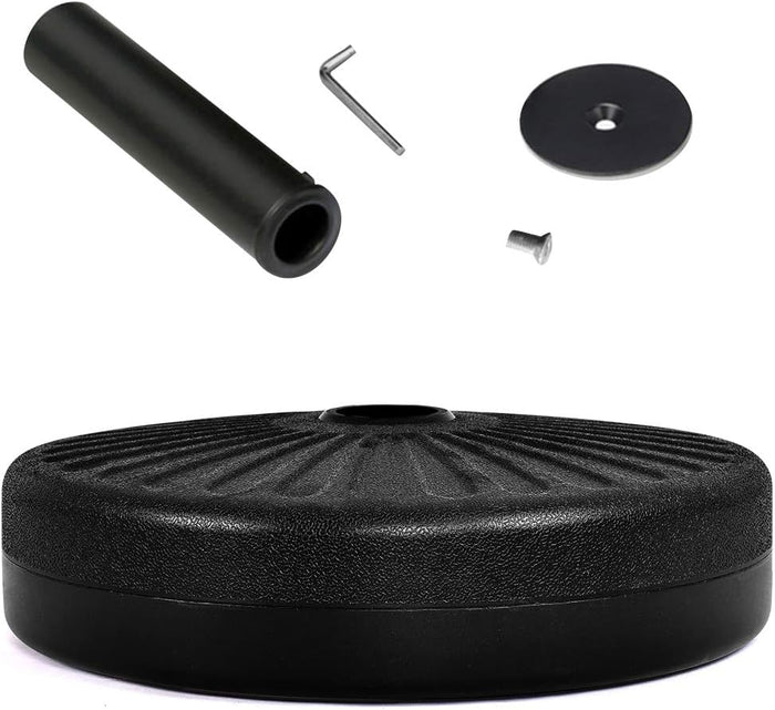 Base per Ombrellone, per Pali da 38-48mm, Base Ombrellone in Plastica e Ferro, 23L, 51x51x13cm, Nero