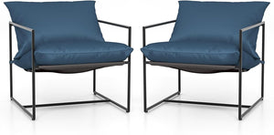 Set di 2 Sedie da Giardino, Poltrone da Esterno con Cuscini, Tessuto per Seduta e Telaio Metallico Robusto, Set di 2 Sedie in Tessuto Textilene, Portata 150 kg, per Giardino, Balcone