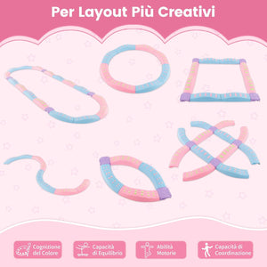 20 Pezzi di Travi Bilanciere, Blocchi Bilanciere per Bambini con Motivi Massaggiatori, Giochi per Pavimento del Percorso di Allenamento per Coordinazione ed Esercizio di Stabilità(Rosa)