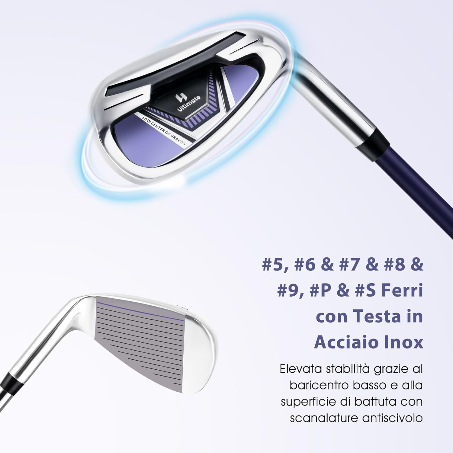 Set Completo di Mazze da Golf per Donna, con Driver 460CC 1, Fairway 3, Ibrido 5, Ferri 5, 6, 7, 8, 9, P e S, Putter e Borsa Portatile Leggera, Destrorso