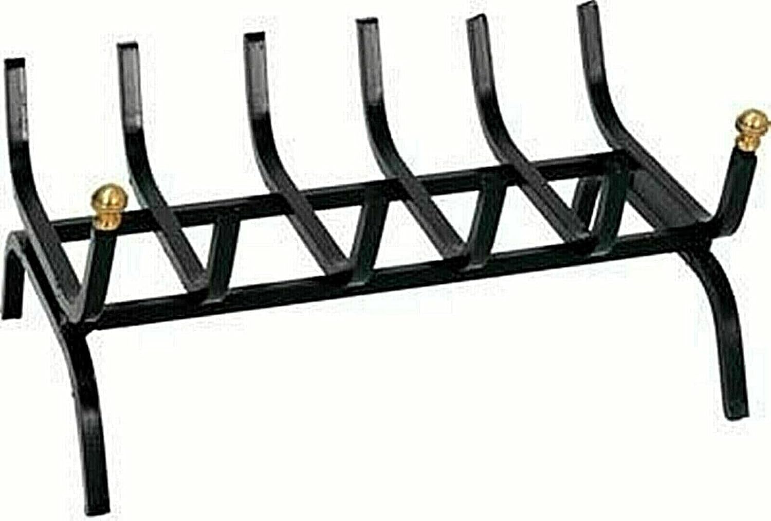 Brucialegna in Ferro con Pomelli in Ottone, Porta Legna, Spessore 14 mm, Nero 40x30x26h cm