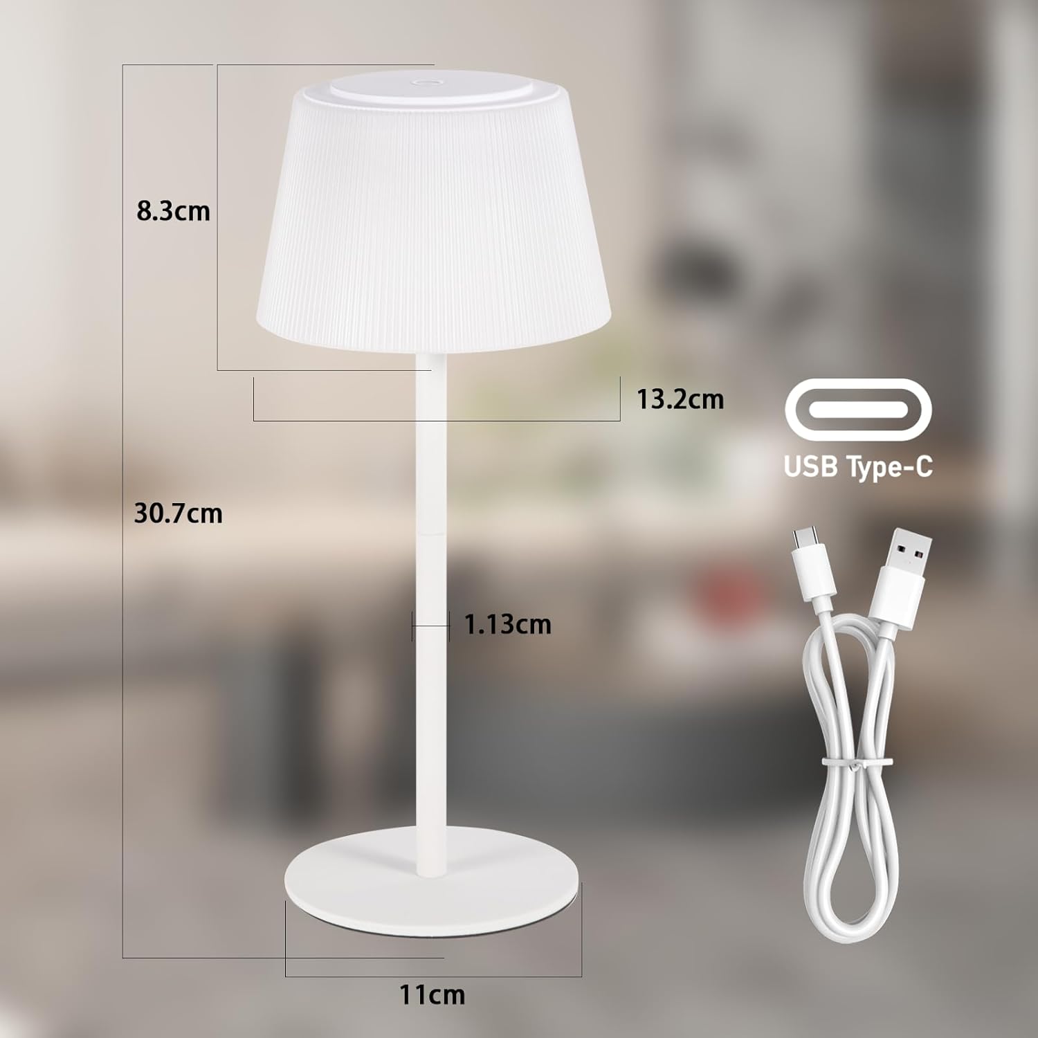 ZMH Lampada da tavolo LED moderna touch dimmerabile 3600mAh batteria per soggiorno