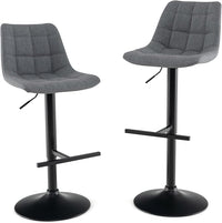2 Sgabelli Regolabile in Altezza in Tessuto, Sgabello Cucina Girevole a 360° con Poggiapiedi e Seduta Imbottita, Sedia Portata 150 kg per Sala da Pranzo e Penisola Cucina