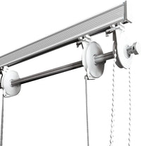 BASTONE BINARIO PER TENDA A PACCHETTO CON 4 CALATE A SGANCIO RAPIDO IN ALLUMINIO BIANCO LUNGHEZZA 160 CM Attacco Parete COMANDO A SINISTRA