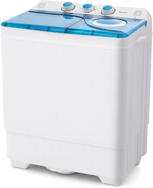 Lavatrice Portatile, Lavatrice a Doppio Cestello con Lavaggio (6,5 kg) e Centrifuga (2 kg), Ideale per Appartamento Campeggio, 69,5x41x81,5 cm (Blu) [Classe di efficienza energetica E]