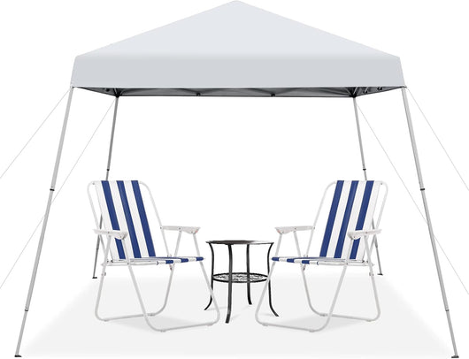 Gazebo Pieghevole da Giardino 3 x 3 M, Impermeabile, Altezza Regolabile, Gazebo da Esterno con Borsa di Trasporto, per Spiaggia, Campeggio, Patio, Mercato (Bianco)