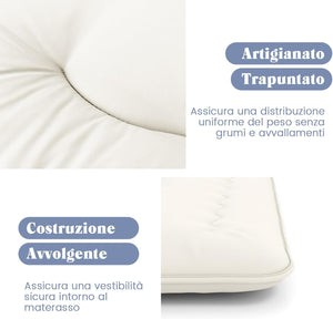 Materasso Futon Pieghevole, Materasso Portatile con Sacca da Trasporto per Camping, Materasso da Terra con Copertura Lavabile (200 x 140 cm, Beige)