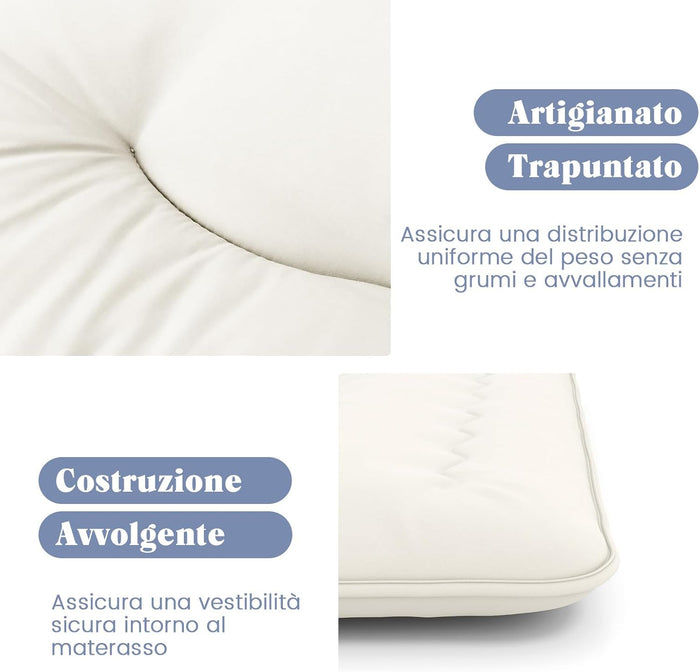Materasso Futon Pieghevole, Materasso Portatile con Sacca da Trasporto per Camping, Materasso da Terra con Copertura Lavabile (200 x 140 cm, Beige)
