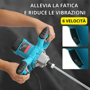 Miscelatore Professionale 2600W con 6 Velocità, Agitatore Mescolatore Attacco M14, per Malta, Cemento, Colla - Qualità Industriale e Affidabilità.