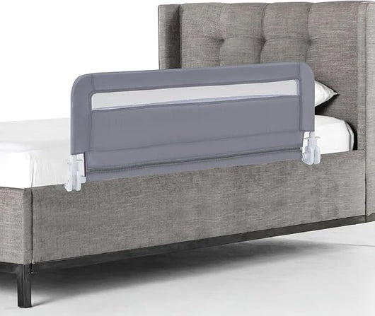 Sponda da Letto per Bambini 100/120 cm, Barriera Pieghevole per Letto, con Cintura di Sicurezza, Sponda di Sicurezza per Bambini, per Letti Singoli, Doppi, 100/120 x 41 x 42 cm (100 cm,Grigio)