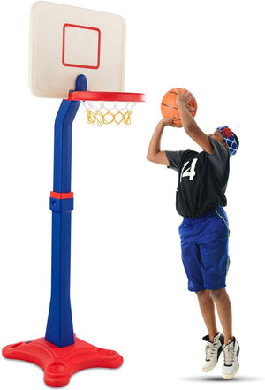 Canestro da Basket a Colonna per Bambini, con Altezza Regolabile, per Allenarsi a Giocare a Basket, per Interno ed Esterno, per Bambini +3 Anni, 160-215cm