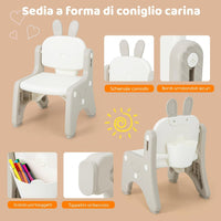 Set Tavolo e Sedia per Bambini, Tavolo e Sedia per Bambini con Mensola Ribaltabile, Lavagna Magnetica Cancellabile, Altezza Regolabile, per Camera da Letto, Sala, Giochi per Bambini