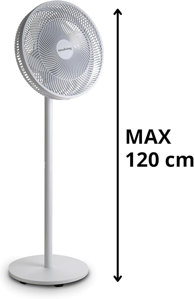 Innoliving Ventilatore a Piantana Slim INN-532, Design Elegante, Diametro 40 cm, 3 Velocità, 6 Pale, Inclinazione Verticale Regolabile, Oscillazione Automatica, Base Stabile, Potenza 45W