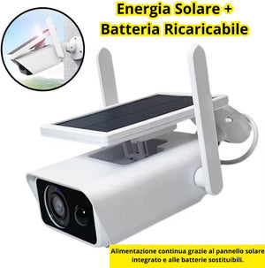 Telecamera WiFi Esterno con Pannello Solare 2MPX, Visione Notturna Infrarossi, Rilevamento Movimento, Audio Bidirezionale, Sicurezza IP con App iCSee e Supporto SD