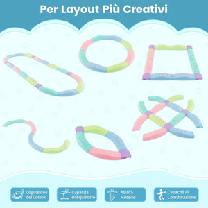 20 Pezzi di Travi Bilanciere, Blocchi Bilanciere per Bambini con Motivi Massaggiatori, Giochi per Pavimento del Percorso di Allenamento per Coordinazione ed Esercizio di Stabilità（Verde)