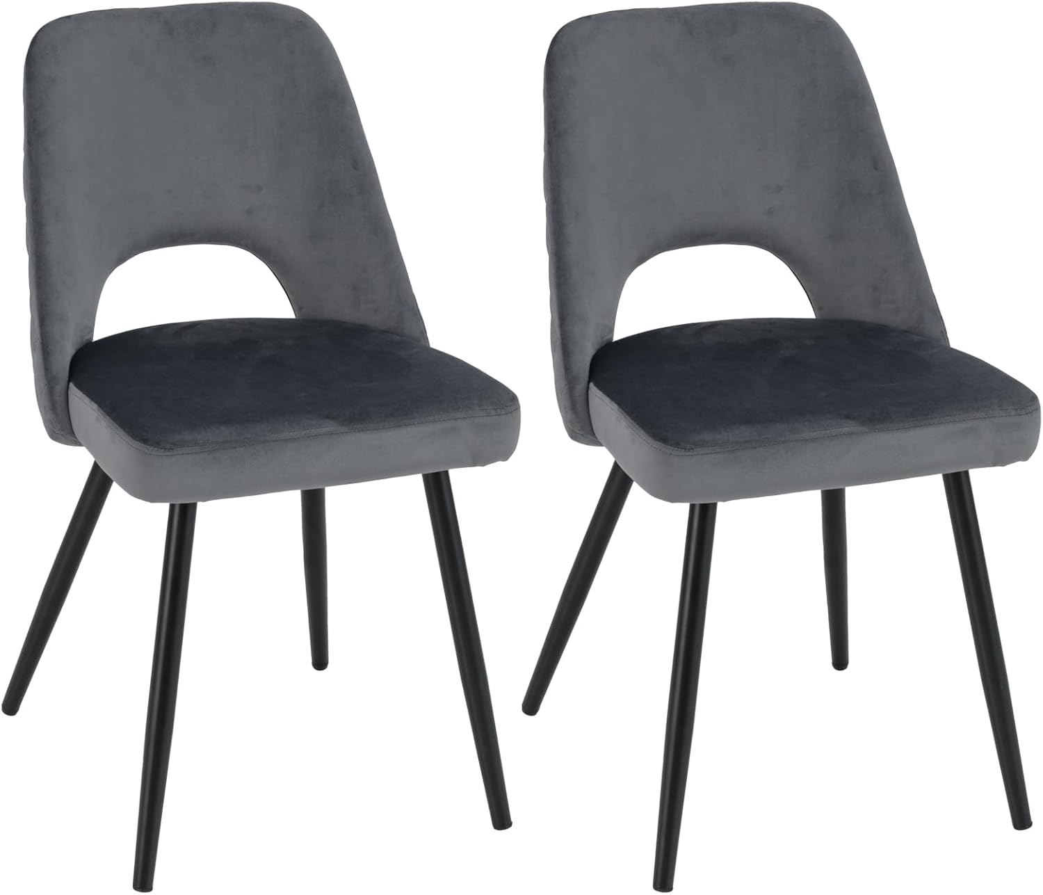 Set 2 Sedie da Pranzo, Sedie Imbottita con Cuscino in Spugna, Gambe in Metallo, Piedini Regolabili 60 x 46 x 84 cm, Capacit¨¤ di Carico 150 kg, per Soggiorno, Ristorante e Caff¨¨, Grigio