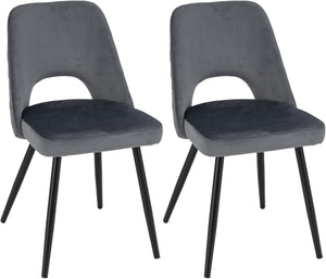 Set 2 Sedie da Pranzo, Sedie Imbottita con Cuscino in Spugna, Gambe in Metallo, Piedini Regolabili 60 x 46 x 84 cm, Capacit¨¤ di Carico 150 kg, per Soggiorno, Ristorante e Caff¨¨, Grigio